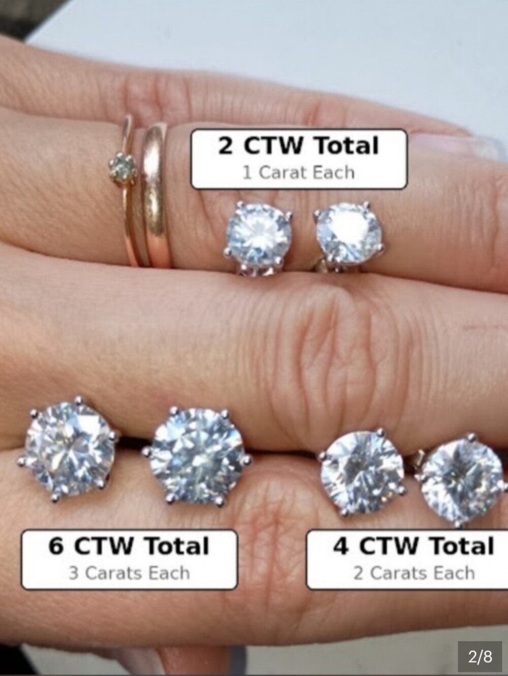 4CT Moissanite Prong Studs Earrings Real 925 Silver 18k G/P GRA Certificate - Picture 7 of 7